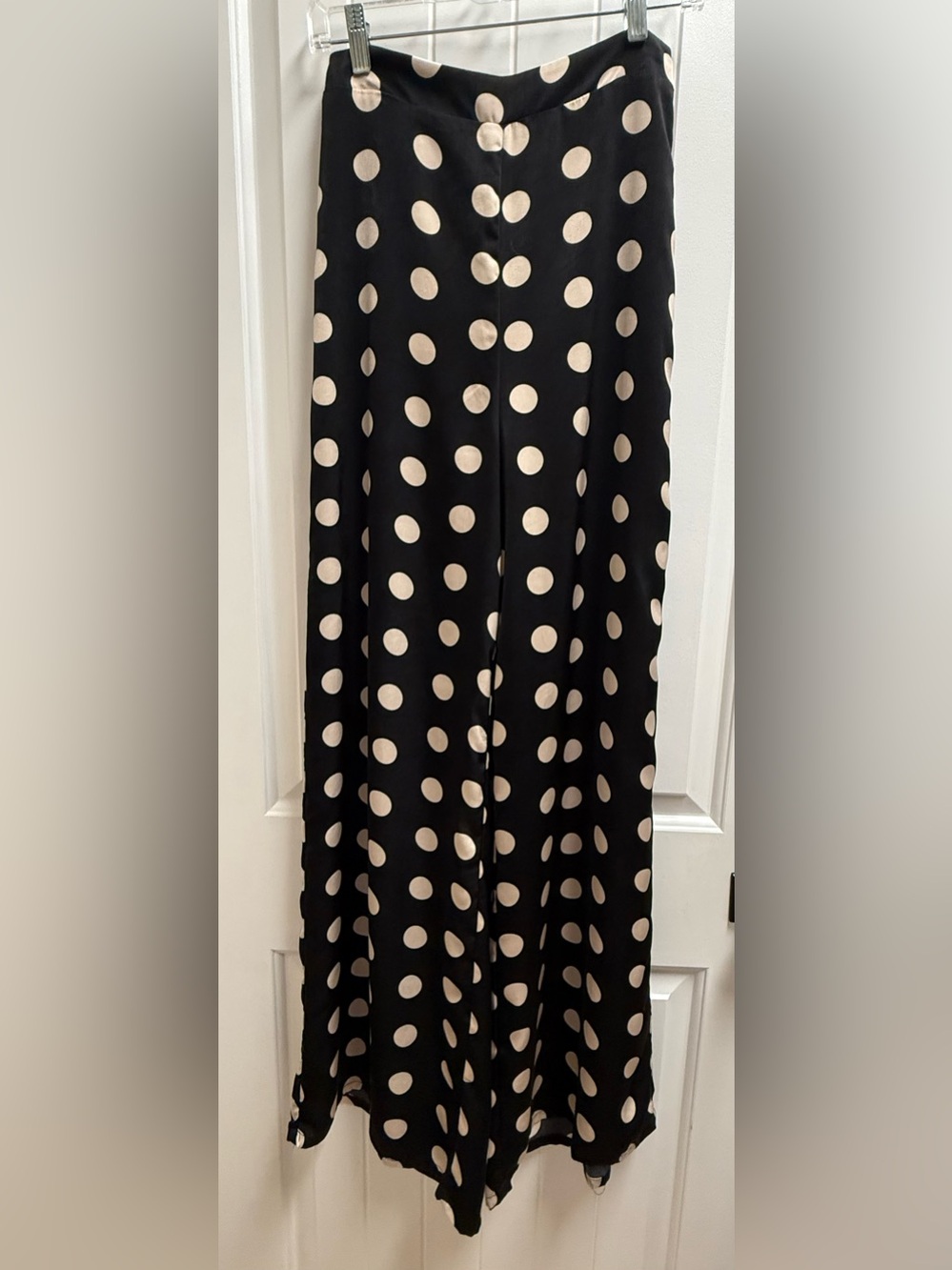 DO+BE Black Beige Polka Dot Wide Leg Palazzo Pants High Rise Size Small